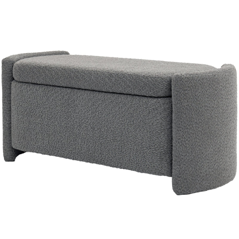 Bench, Upholstered with Storage, Velvet Look, Grey