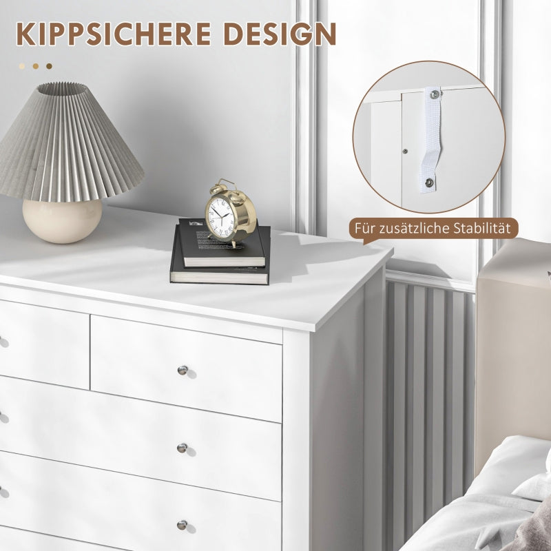 Chest of Drawers Sideboard, Quiet Opening/Closing, Anti-Tip, White