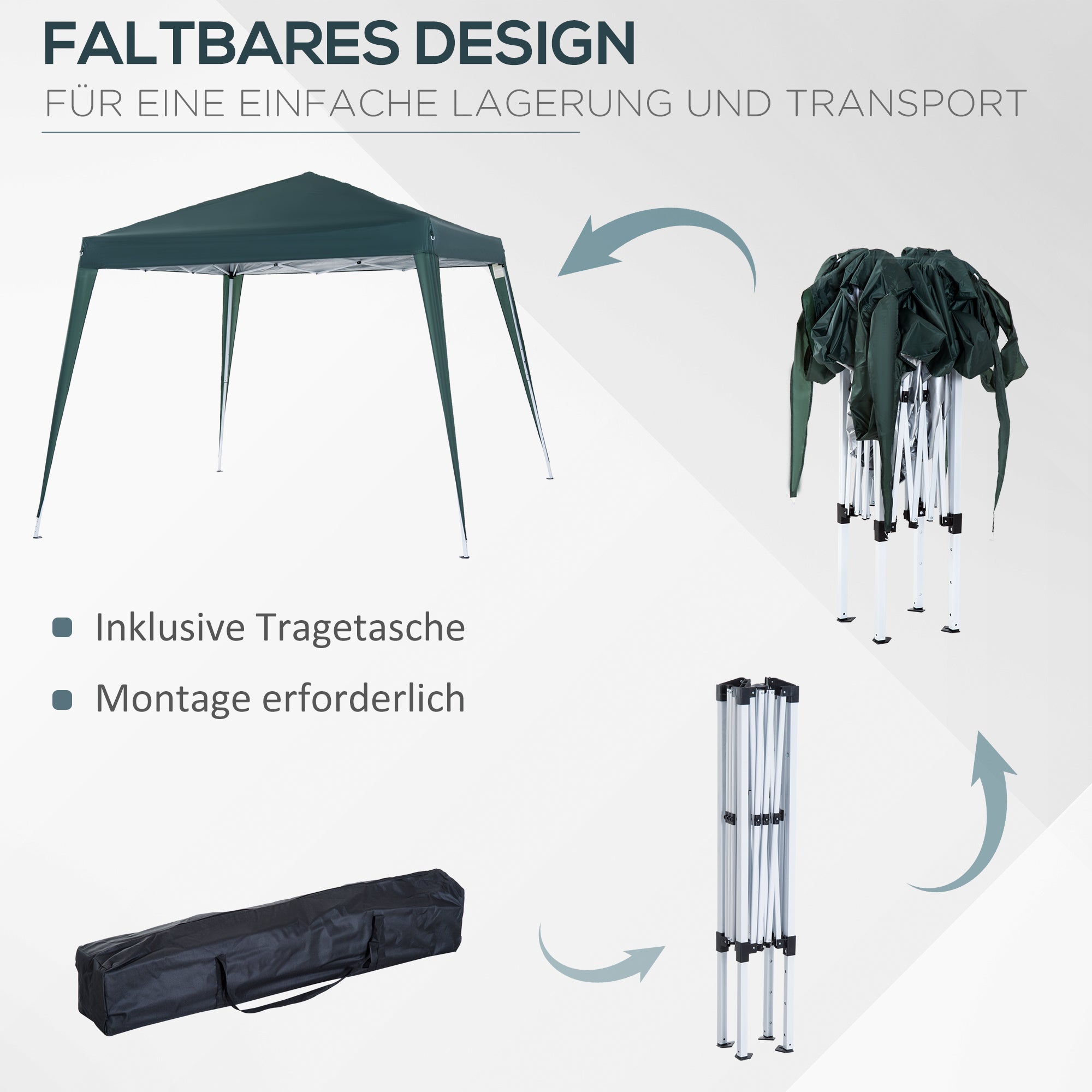 Pop-Up Gazebo, Party Tent, UV Protection, Foldable, Portable, Steel Green