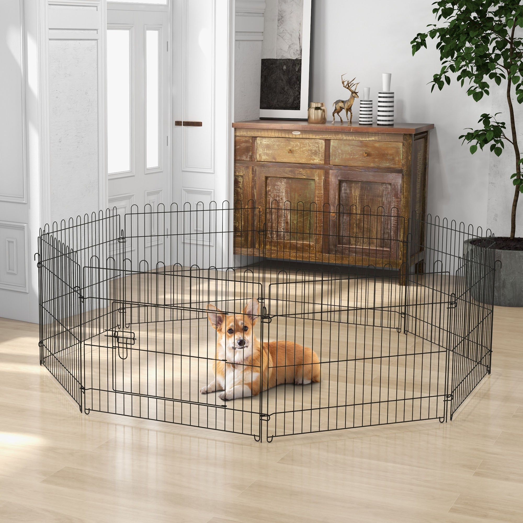 Puppy Run, Flexible Fence Playpen, 5 Sizes, Metal
