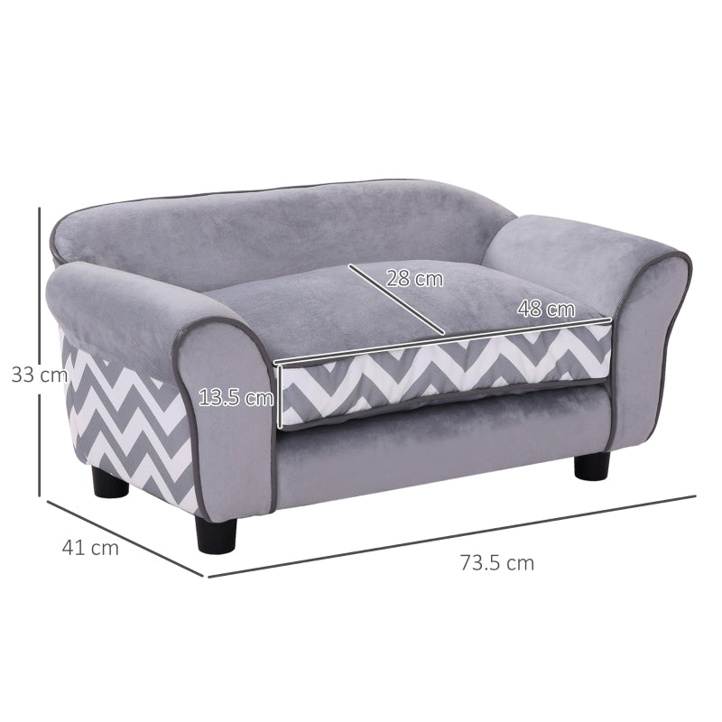 Dog Sofa Bed, Soft Cushion Washable Cover Removable Legs Wooden Frame - Grey