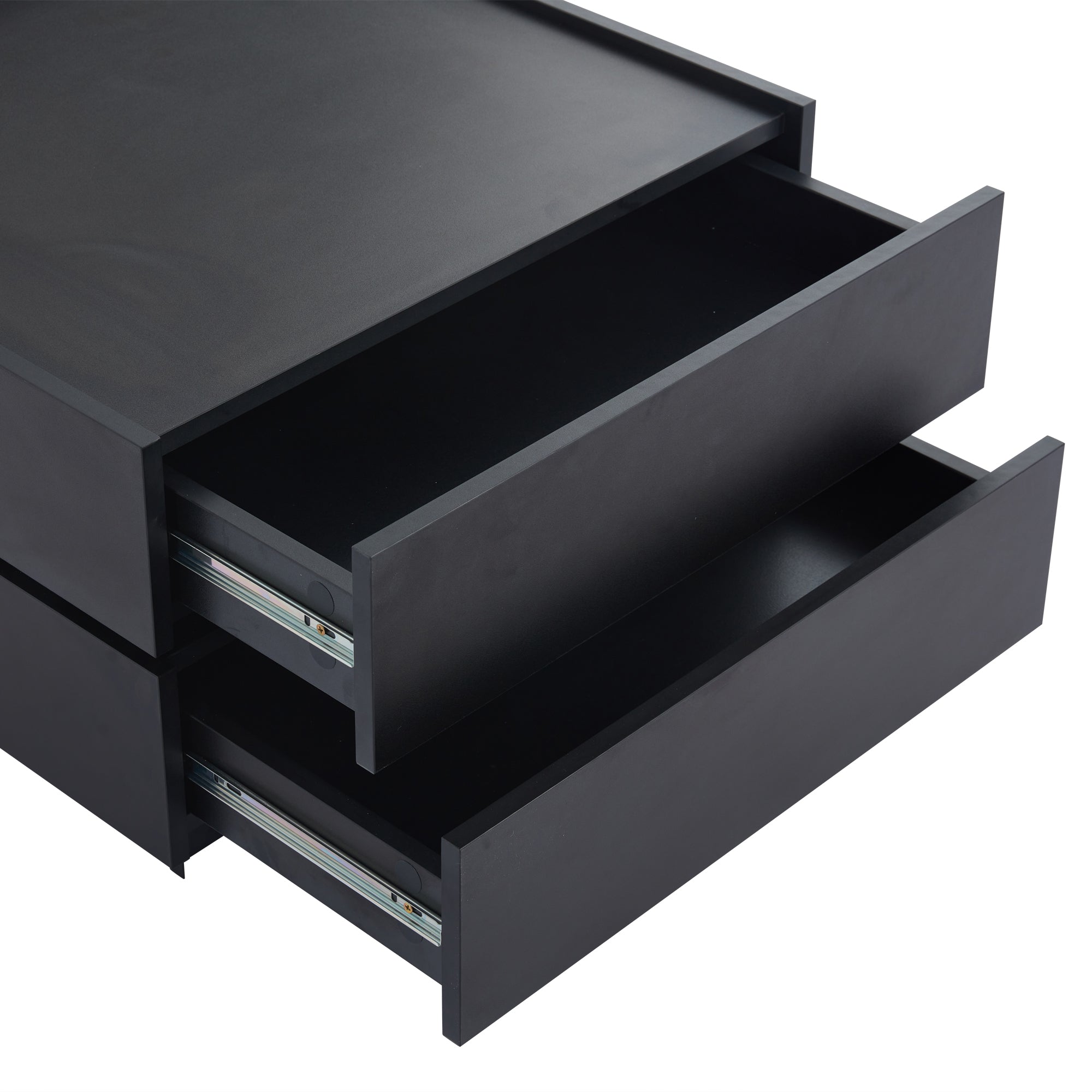 Coffee Table 360° Rotatable with 2 Shelves and Storage, Black