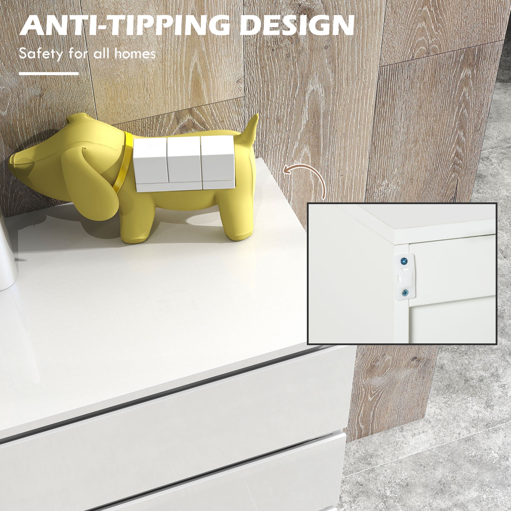 Dresser: Modern Storage Unit, 5-Drawer, High Gloss, White