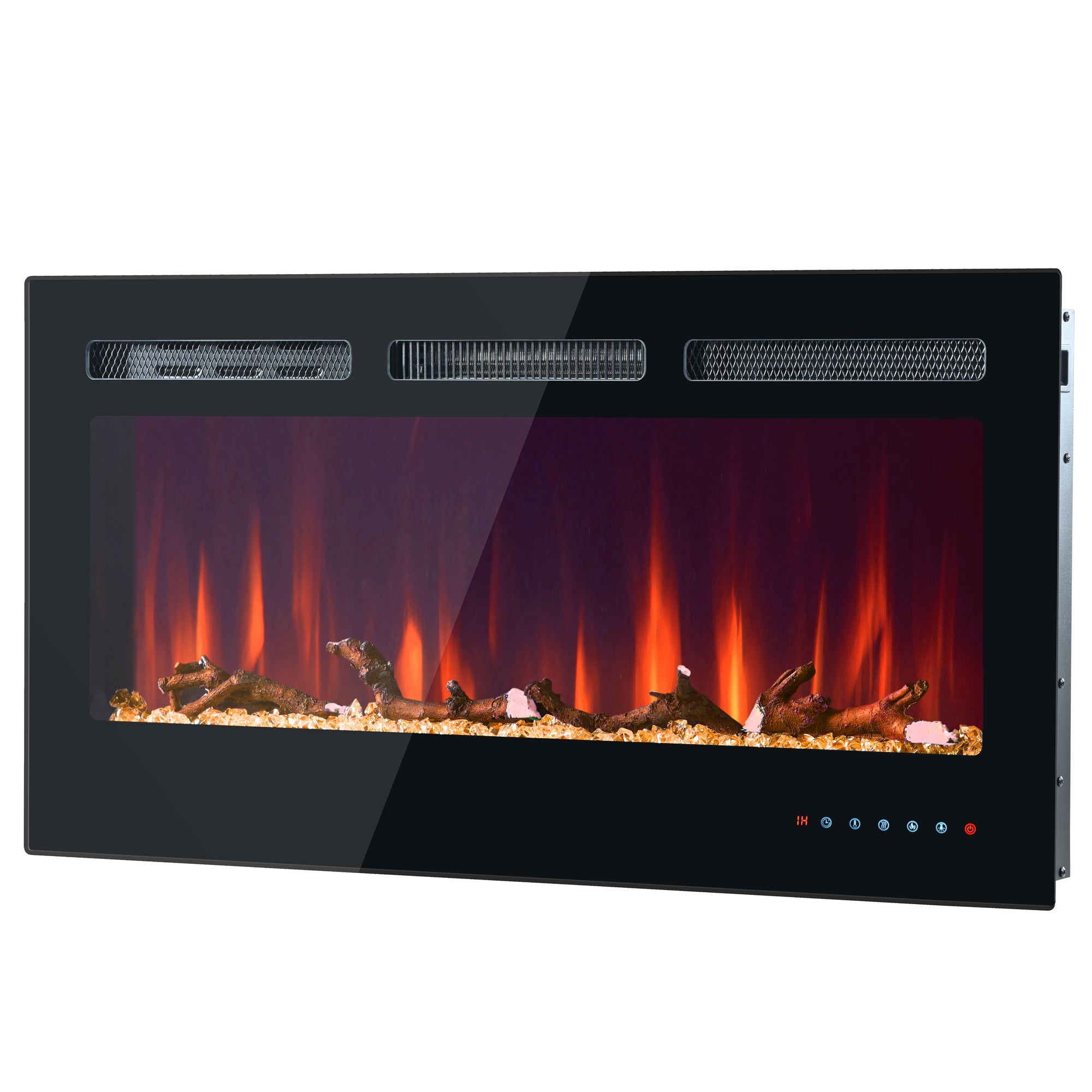 Electric Fireplace 42 Inch Wall/Built-in 12 Flame Colors Remote Control