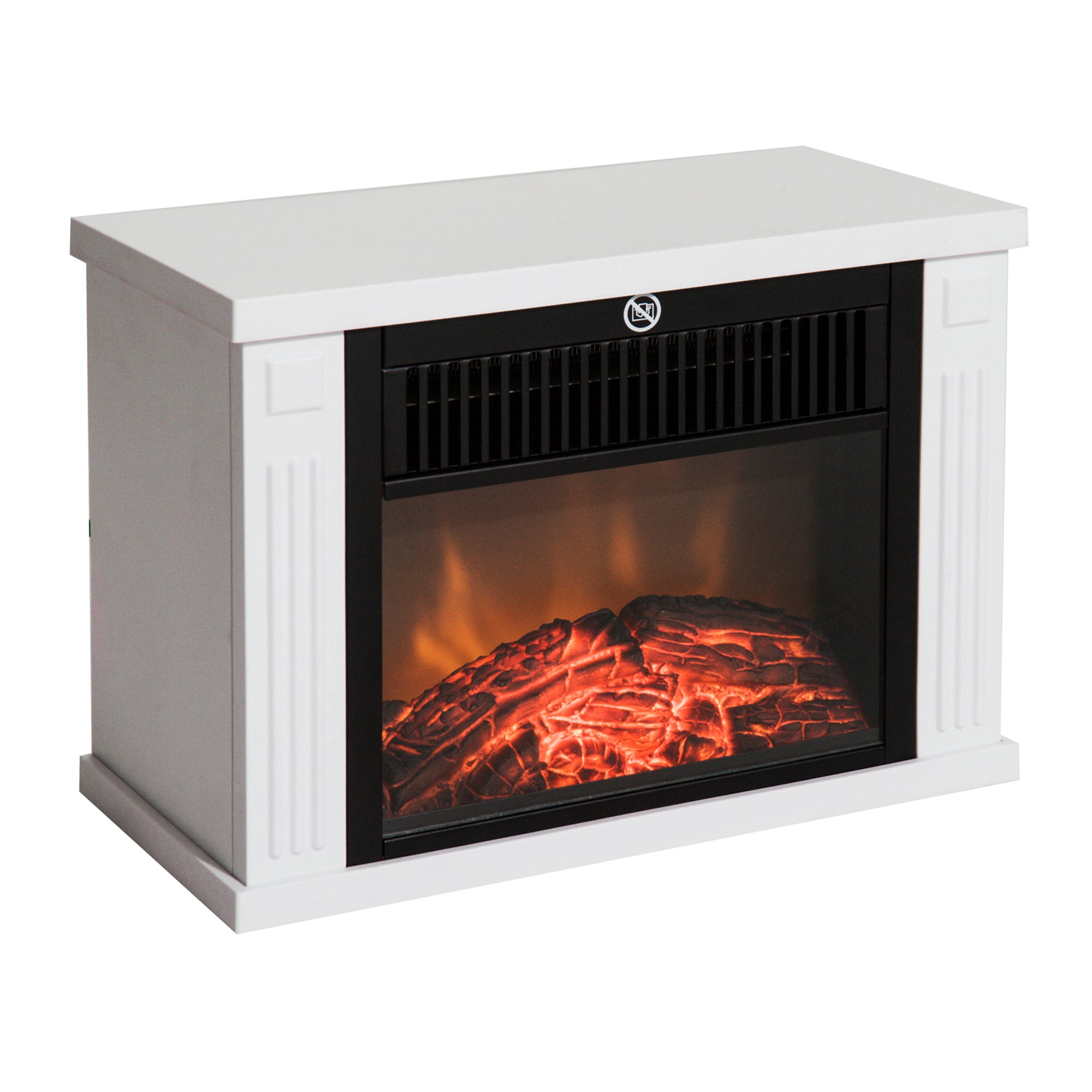 Electric Fireplace, 1200W Freestanding with Flame Effect, White