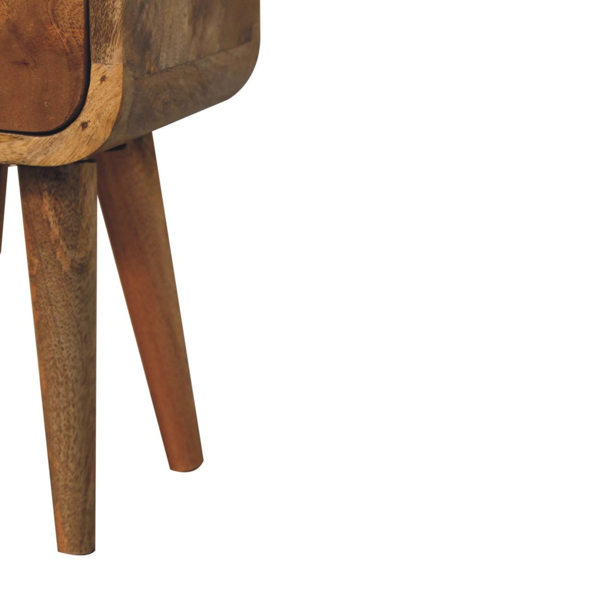 Solid Wood Bedside, Extra Mini Curved 2 Drawers, Brown