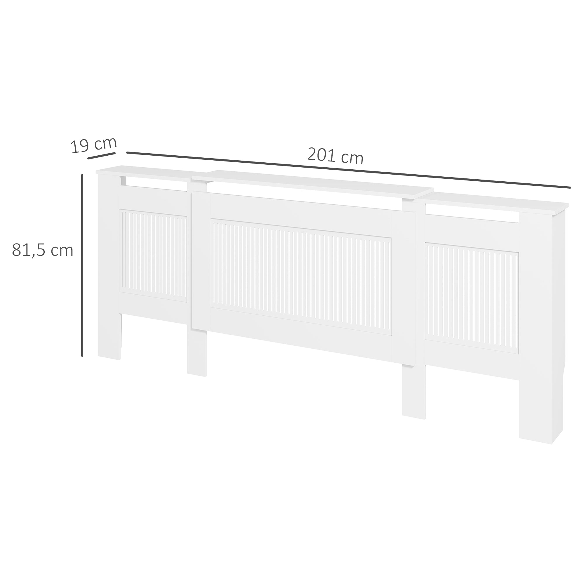 Extendable Radiator Cover with Shelf Slats 125-201 cm, White
