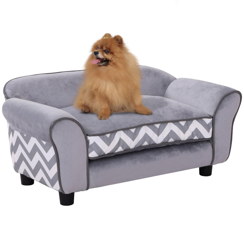 Dog Sofa Bed, Soft Cushion Washable Cover Removable Legs Wooden Frame - Grey