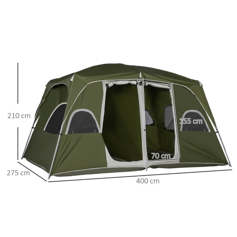 Camping Tent 4-8 Person 2 Room Large Mesh Windows Easy Set Up, Green