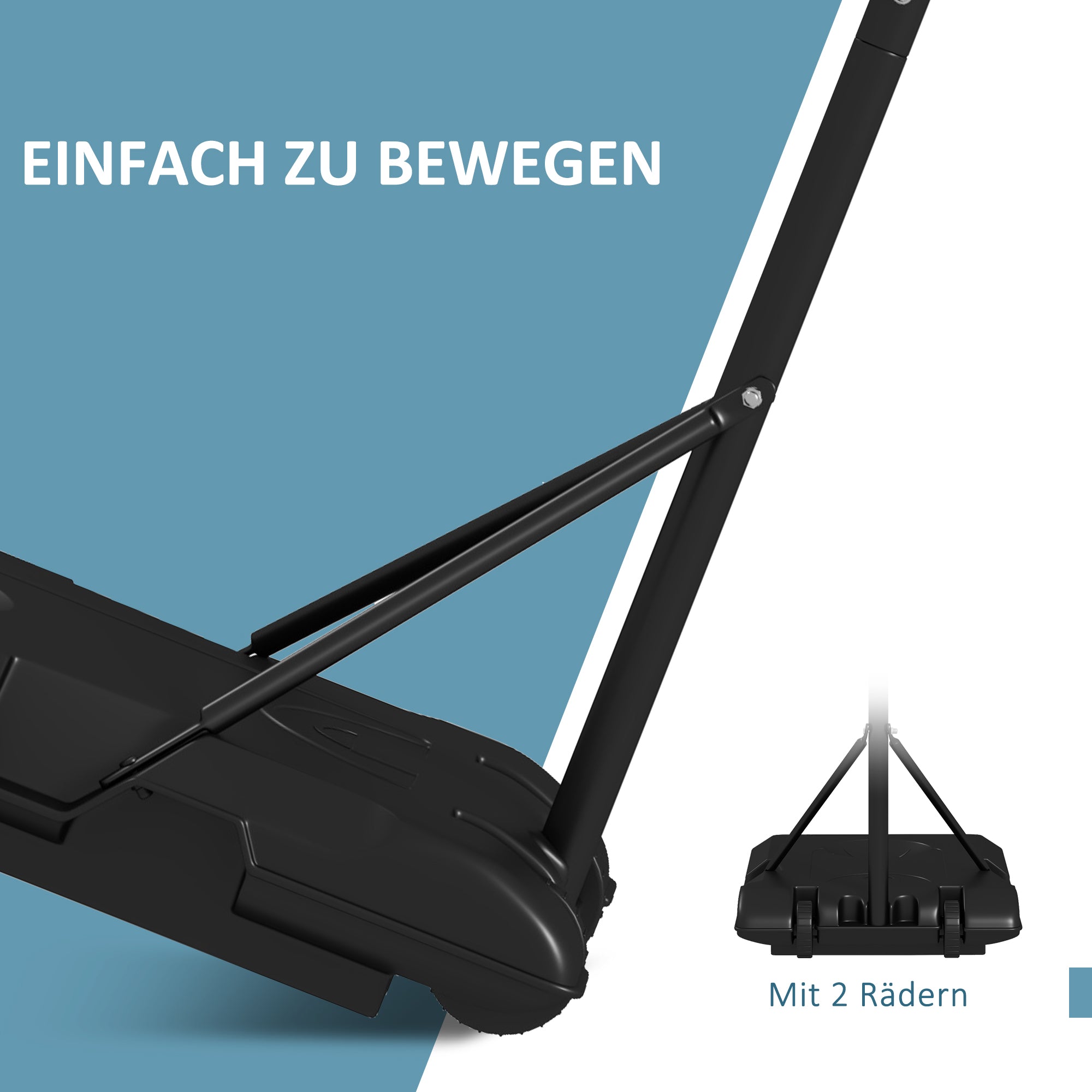 Basketball Hoop, Adjustable 220-250cm Wheels Break-Resistant Backboard, with Stand