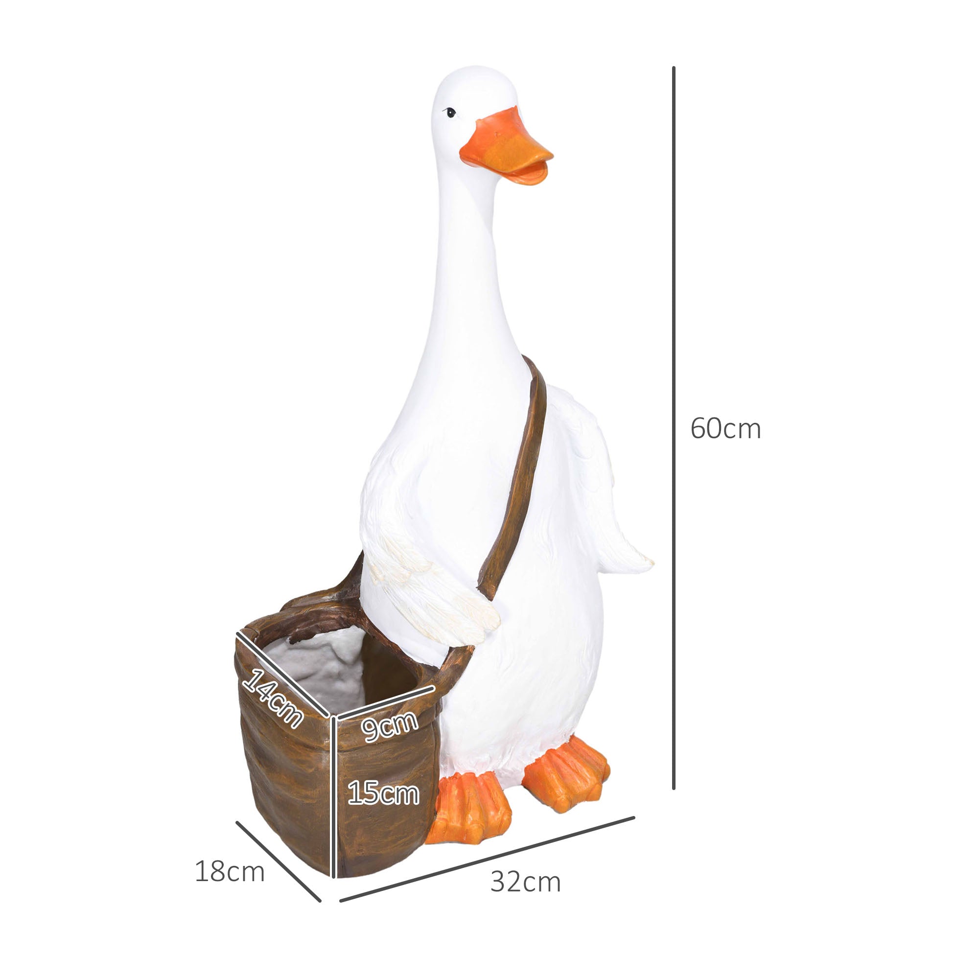 Plant Pot Swan Schoolbag Design Planter with Drainage Hole Synthetic Resin