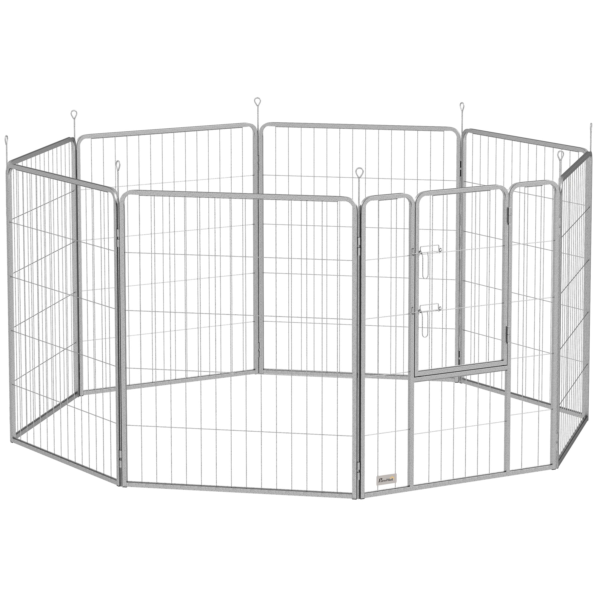 Puppy Playpen 8-Piece 100cm High Outdoor Run Steel Silver