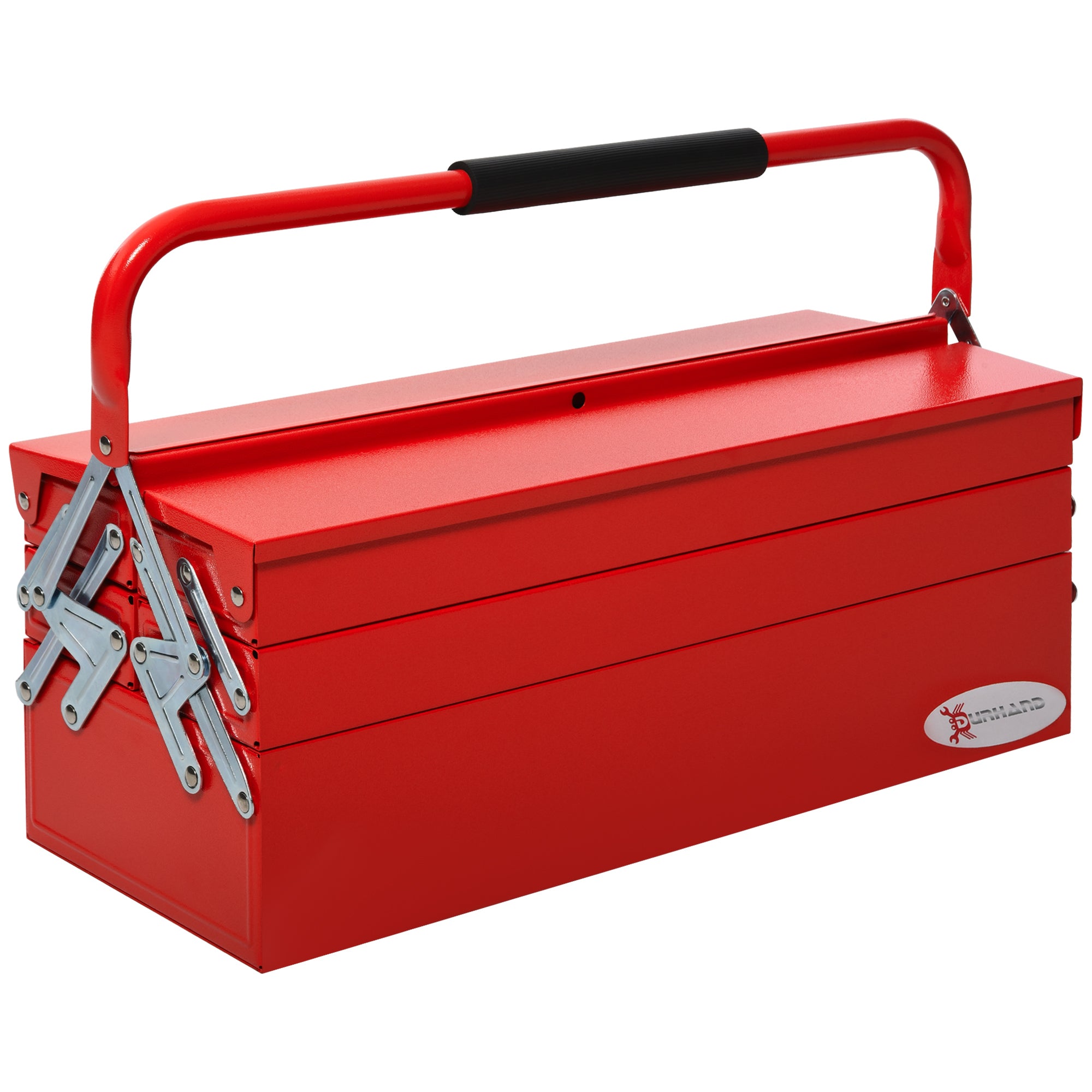 DURHAND Tool Box 5 Compartments Foldable Steel Red