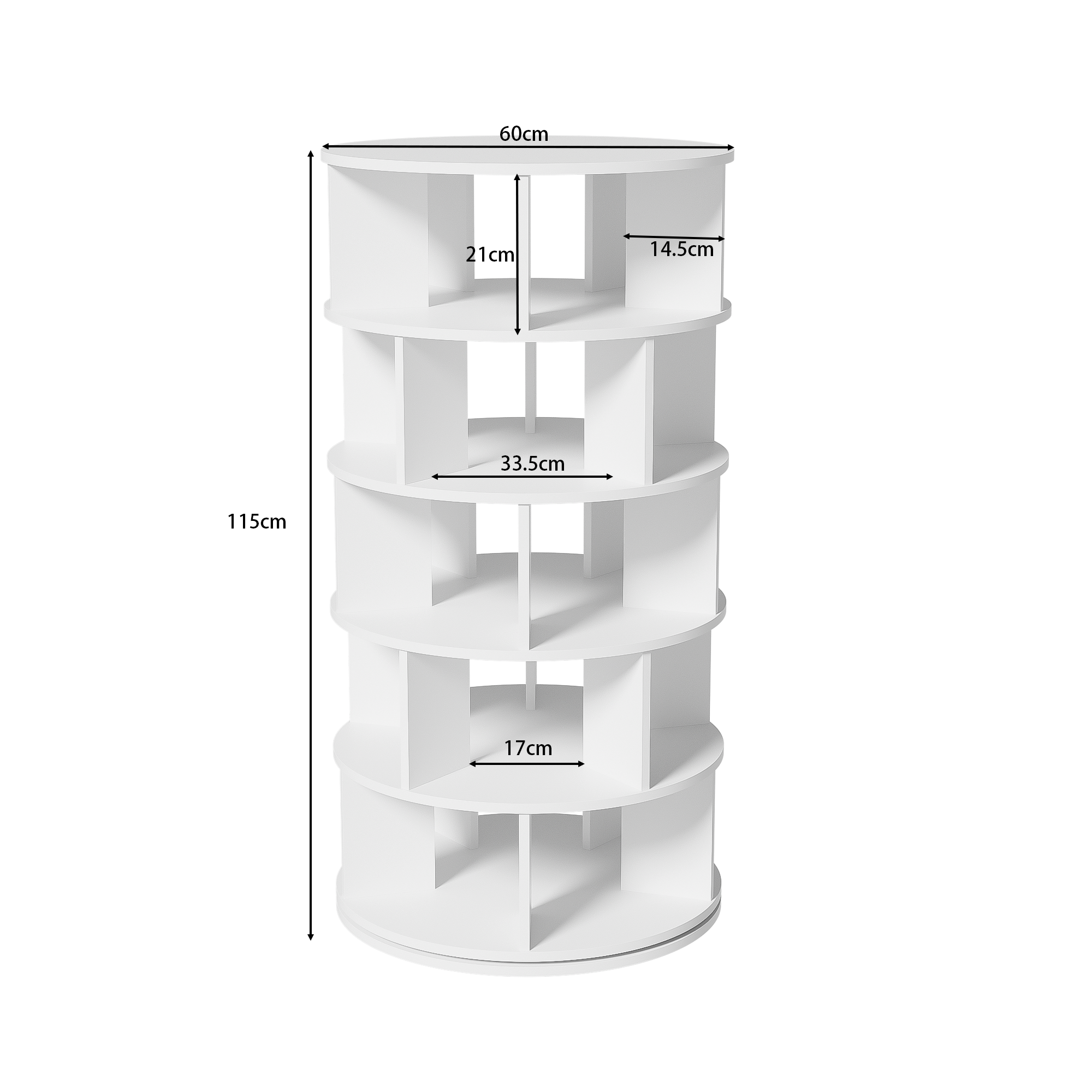 Shoe Rack Rotating Angle, 5 Levels, White
