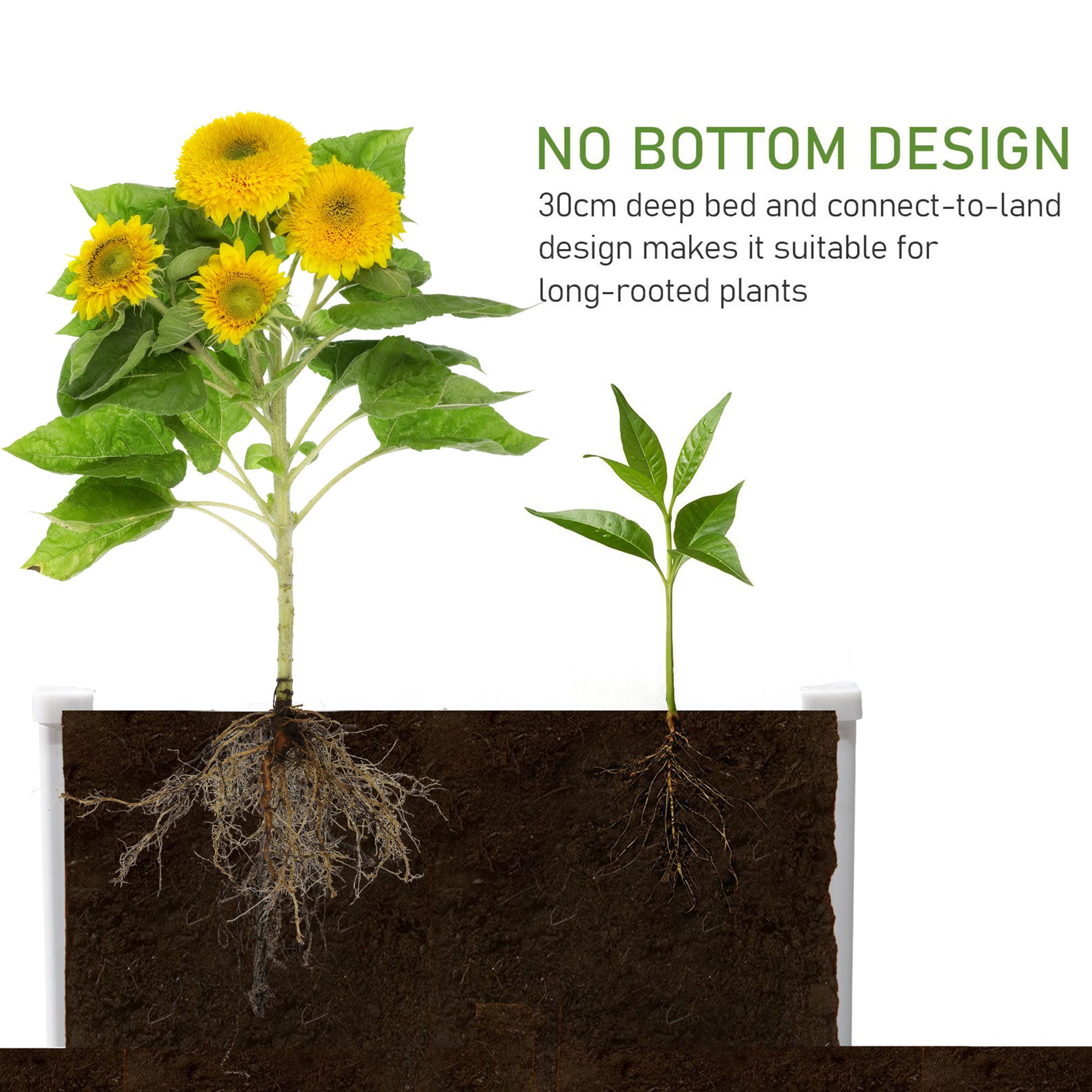 Raised Garden Bed 302L Weather-resistant 120x90x30cm PP Plastic