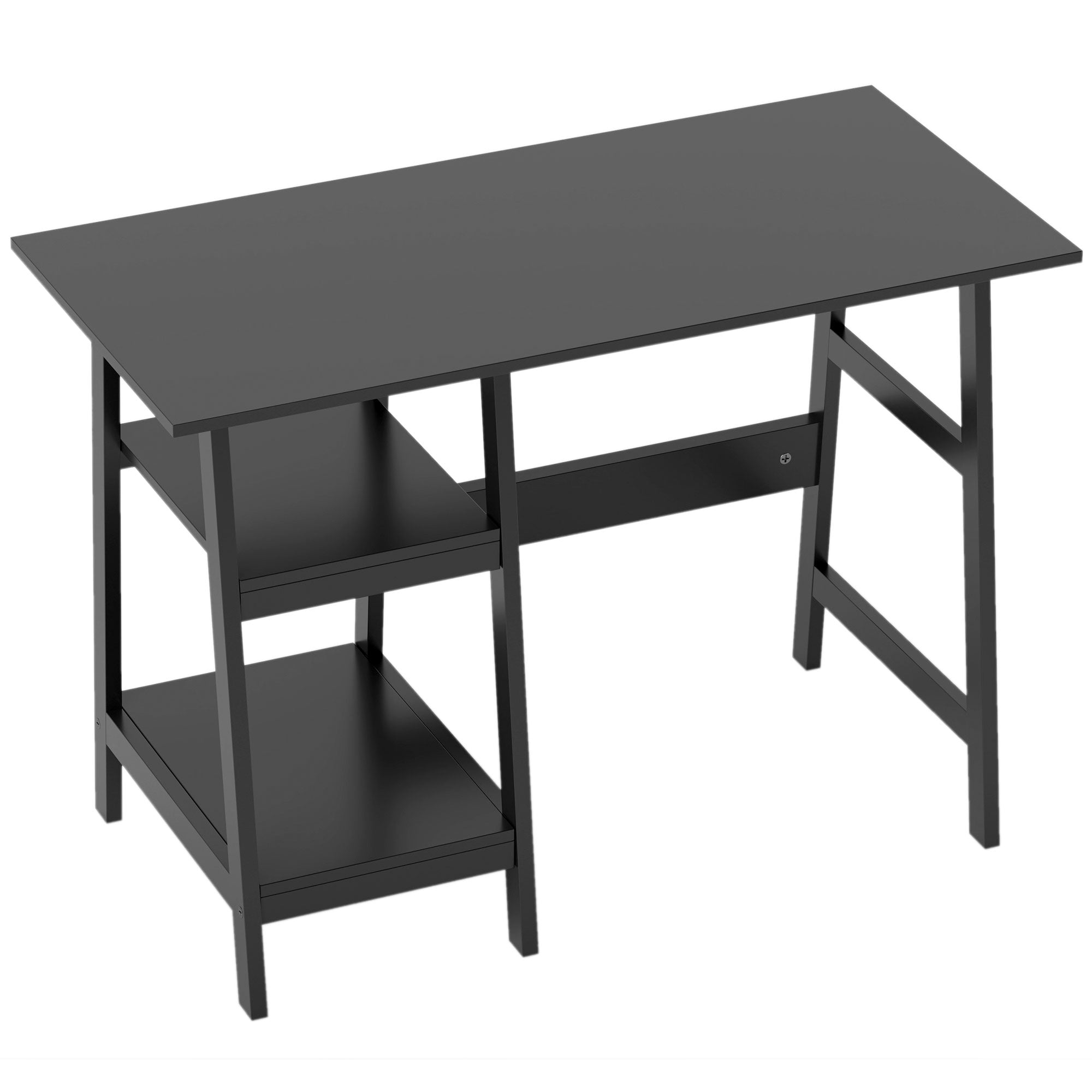 Compact Computer Desk with Storage Shelves and Bookshelf, Black
