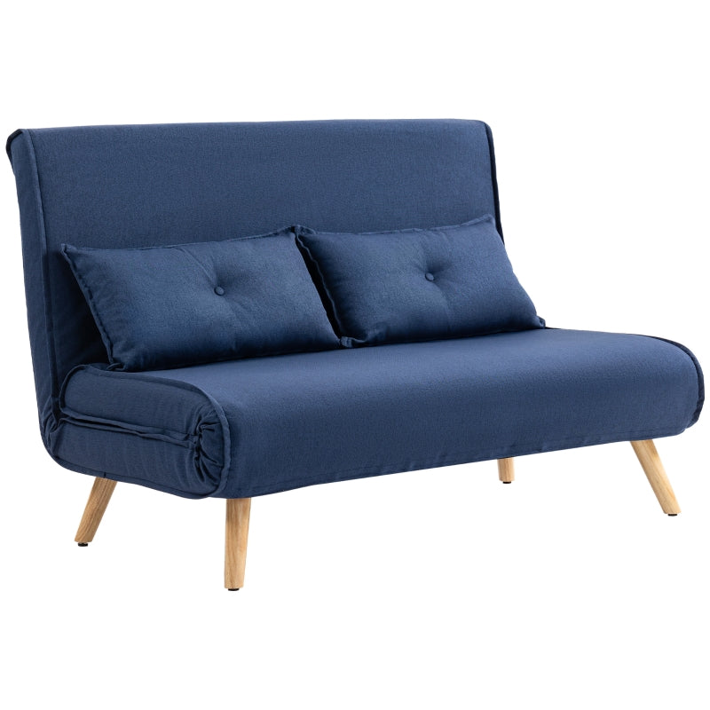 Two-Seater Sofa Bed, Linen-Look, Dark Blue