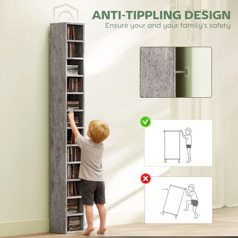 Media Storage Tower 204 CD Tall Narrow Cement Grey