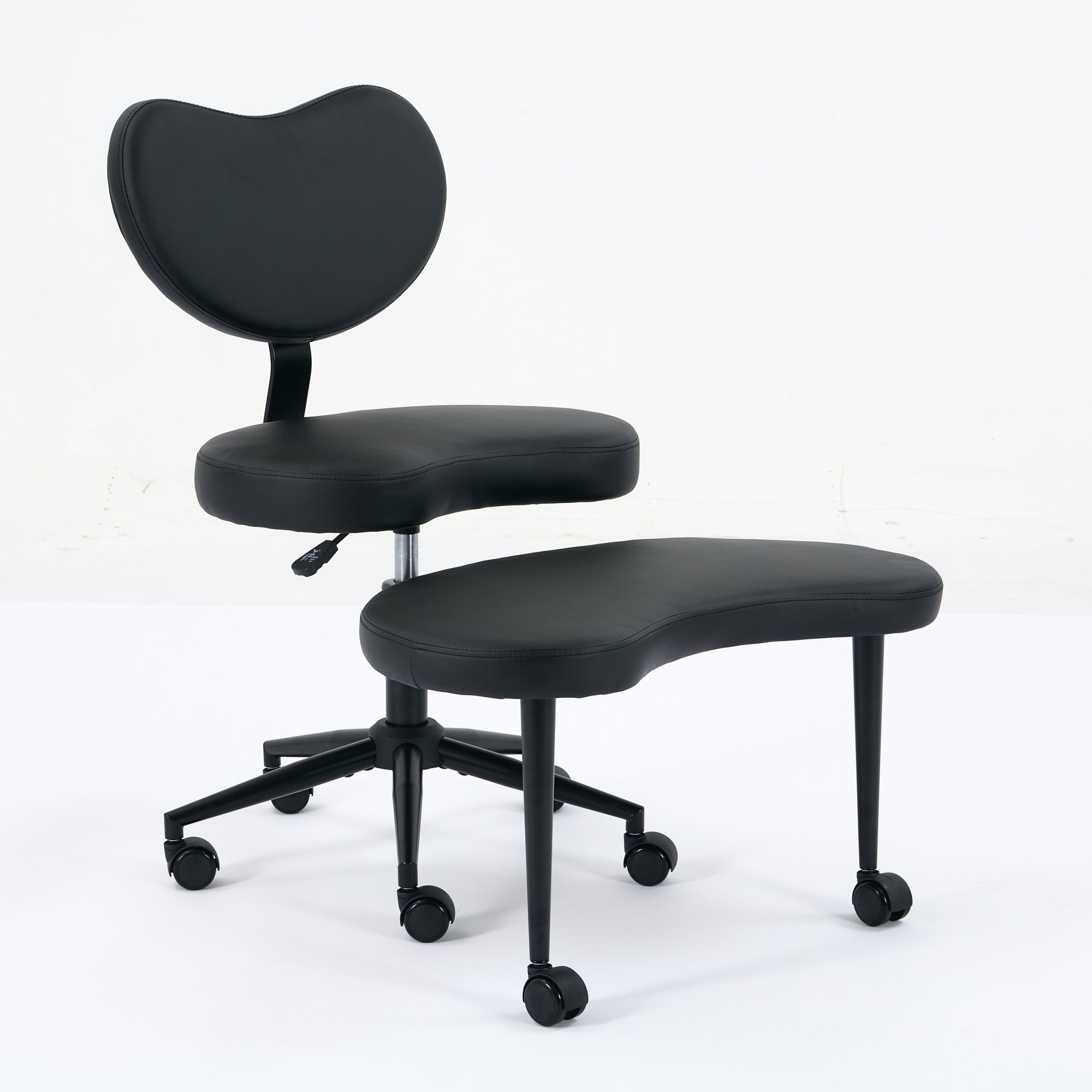 Meditation Chair Plus, Cross Legged Desk Chair with Wheels and Lumbar Support, Black PU