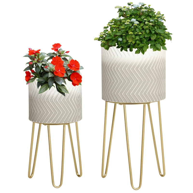 Flower Pots Set of 2 Plant Stands Metal