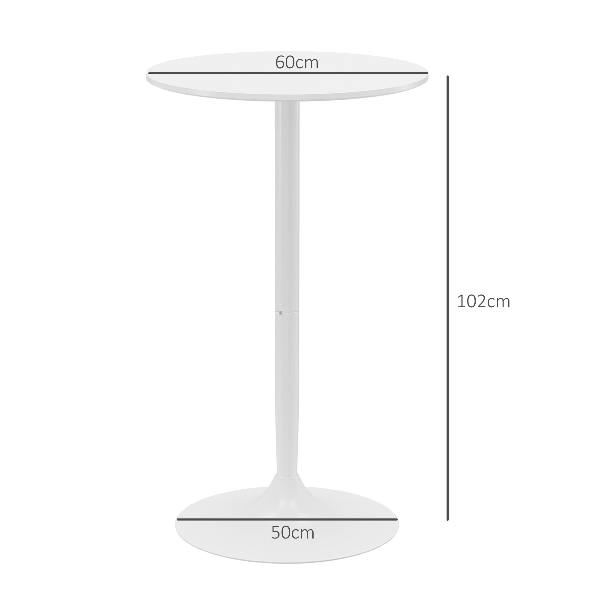 Bar Table Round Ø60 cm Height Adjustable Steel White