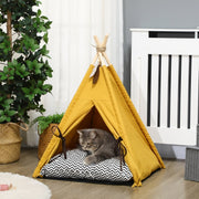 Pet Bed, Teepee Design with Soft Cushion & Floor Mat, for Dogs and Cats, Fabric