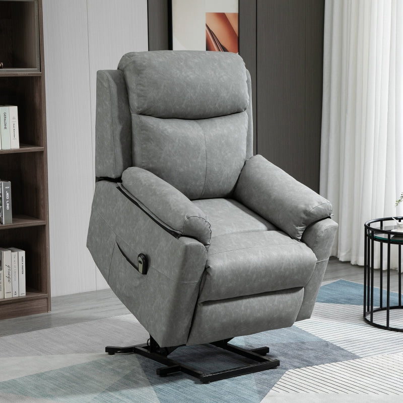 Electric Riser Recliner Chair, 70° Electric Lift-Up, Faux Leather Grey