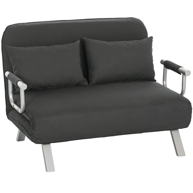 Two-Seater Click-Clack Sofa Bed, Charcoal Grey