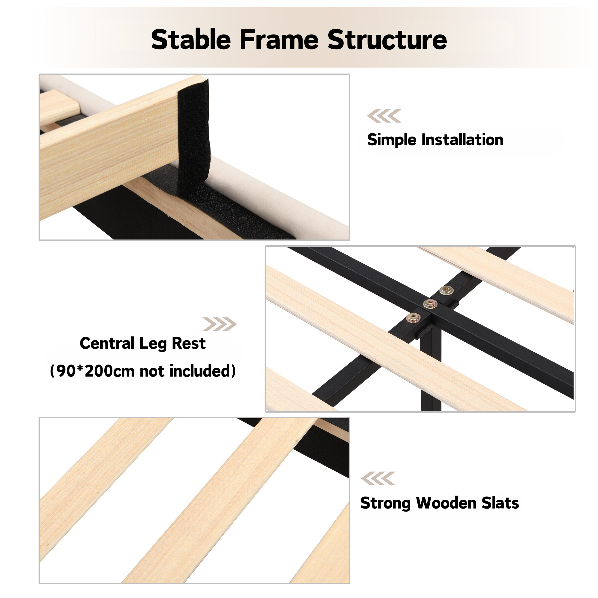 Velvet Upholstered Bed, Single Bed-3ft(90*190cm) with Shell-like Design, Golden Iron Legs, Height-Adjustable Headboard, Wooden Slatted Frame, Beige