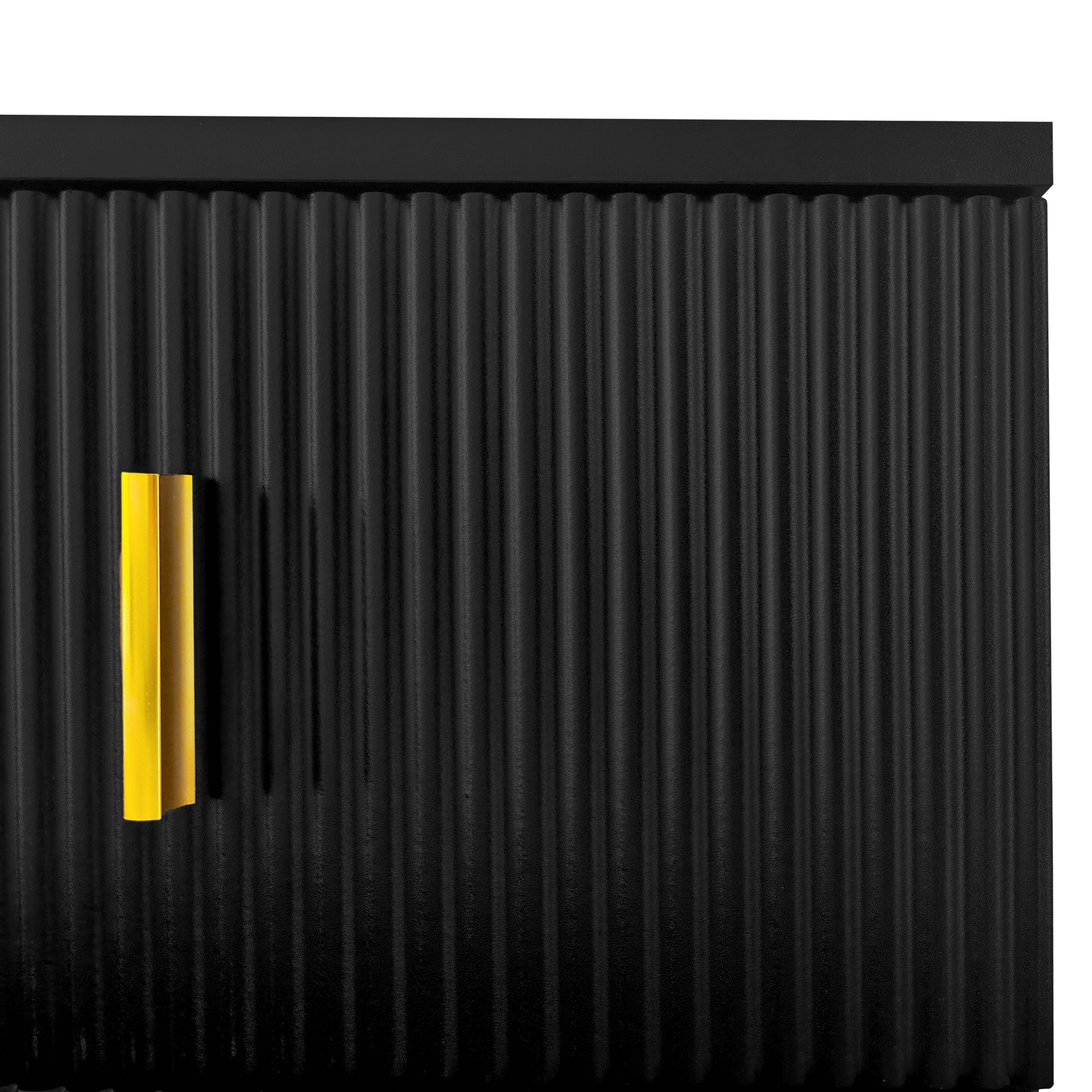 Sideboard/Shoe Cabinet with Adjustable Shelves, Drawers, Gilded Decorations, Black