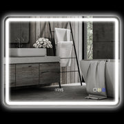 Bathroom Mirror 70x90cm LED Anti-Fog Clock Bluetooth, Silver