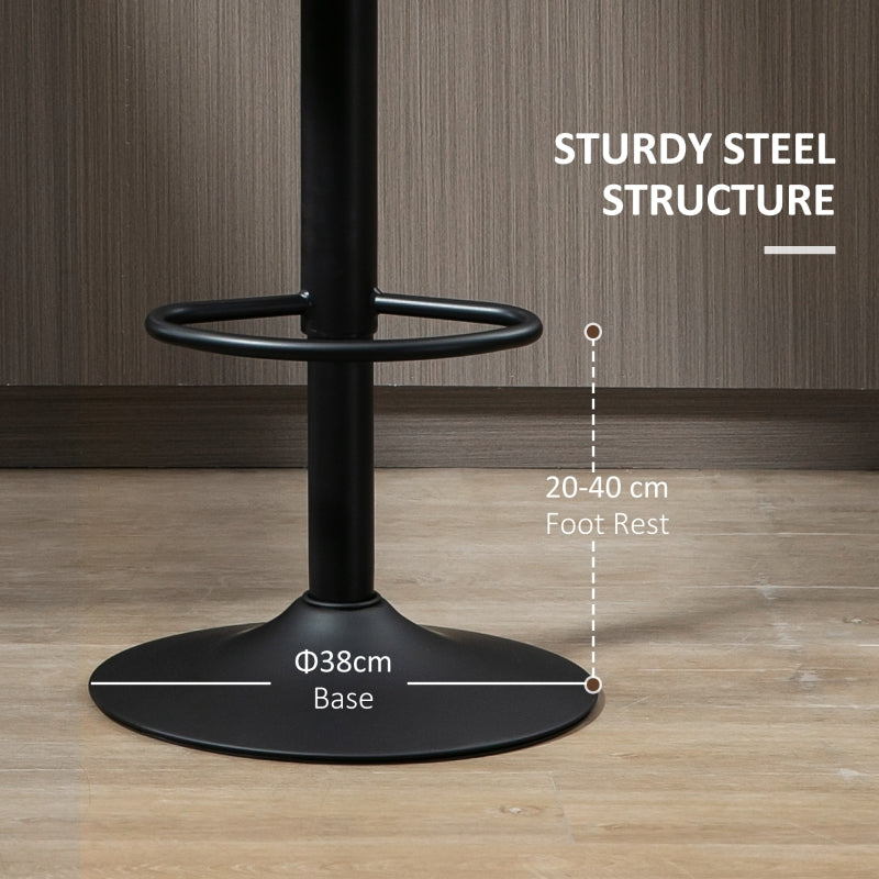 Adjustable Swivel Bar Stools Set of 2 with Footrest and Backrest, Steel Frame, Brown