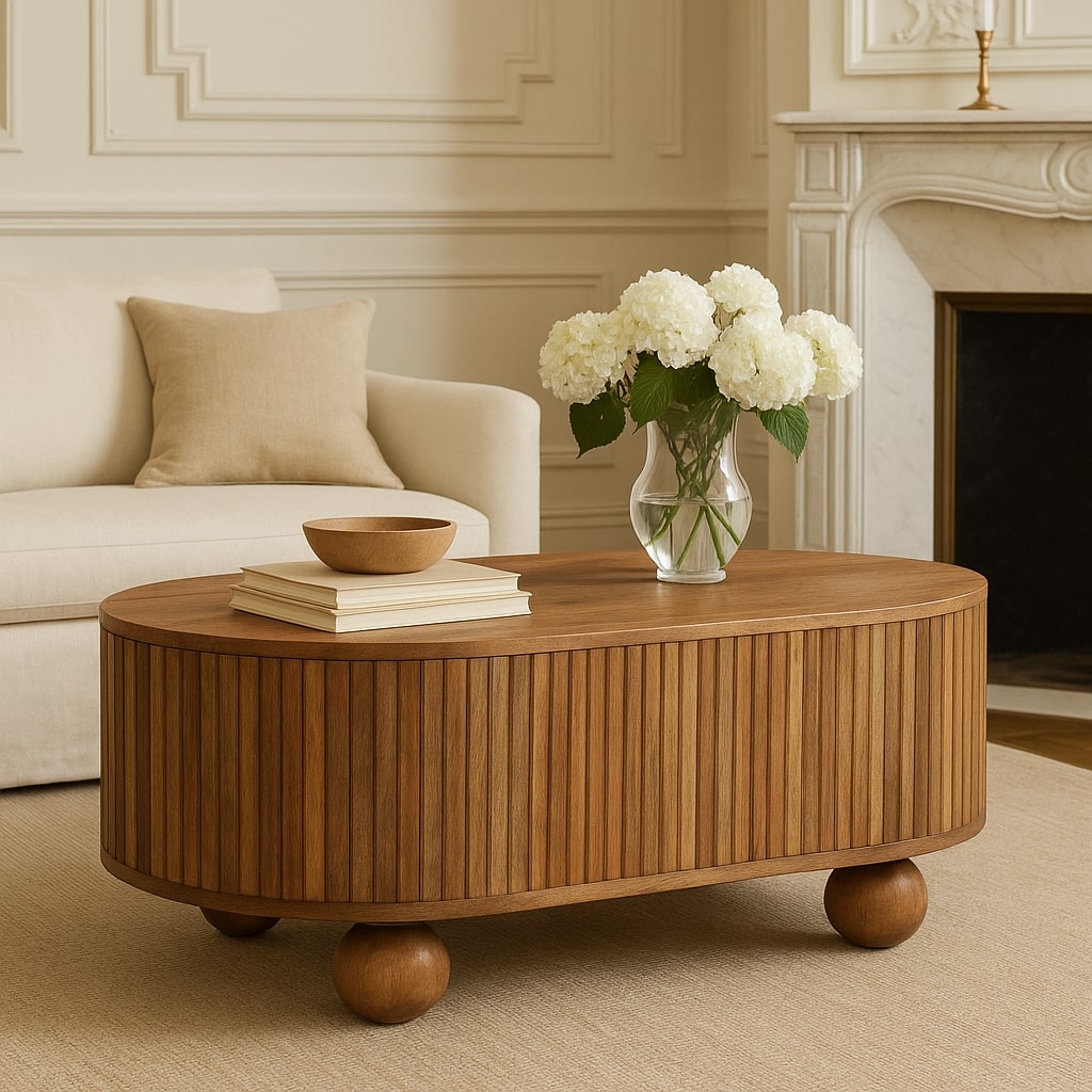 Soba Ball Lid-up Coffee Table, Solid Mango Wood