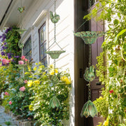 Rain Chains, Set of 3 with Hanger Bird Bell, Metal Green