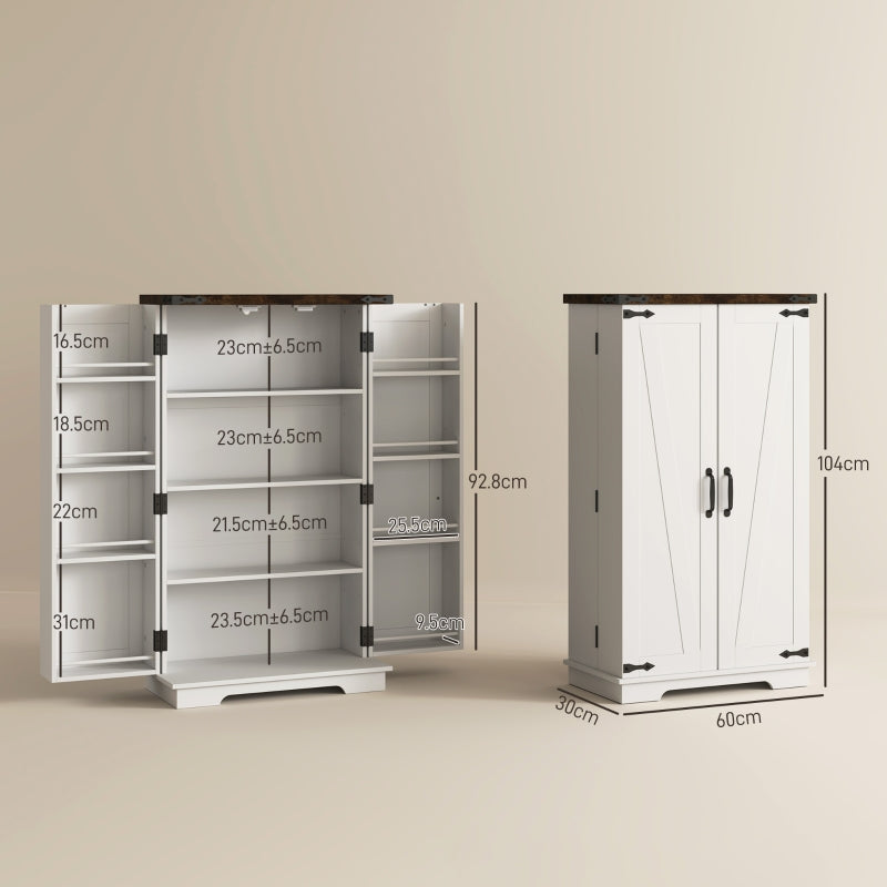 Multi-Storage Cabinet Farmhouse Style with Adjustable Shelves White