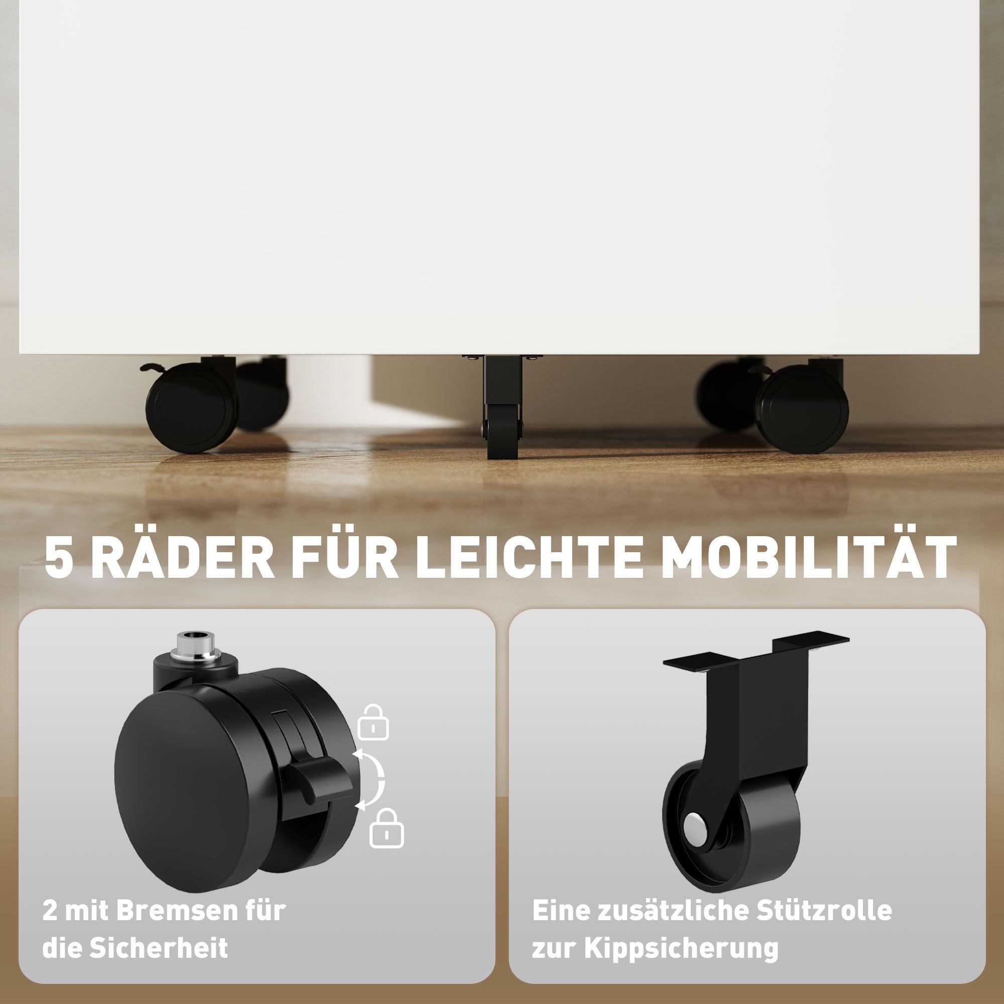 Vinsetto Mobile Filing Cabinet 2 Drawers Lockable A4 Steel