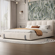 Upholstered Bed for Adults and Teenagers, 4ft6 Double 135x190cm, Durable, Sturdy, Soft Headboard, White Velvet