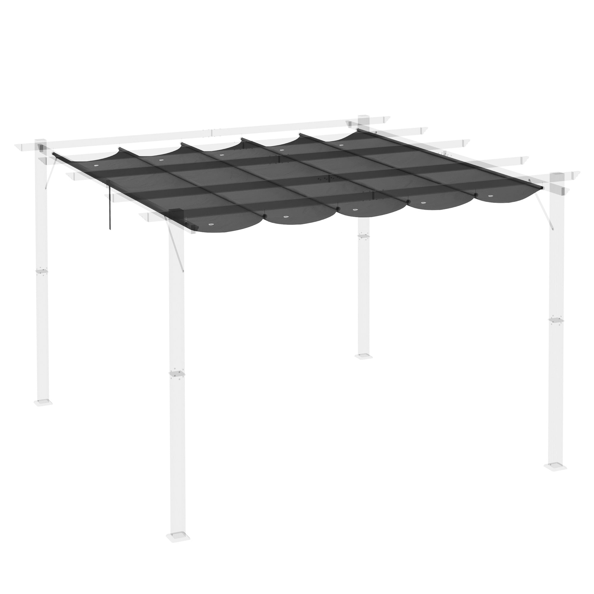 Retractable Pergola Replacement Canopy Shade Cover 3x3m Dark Grey Fabric