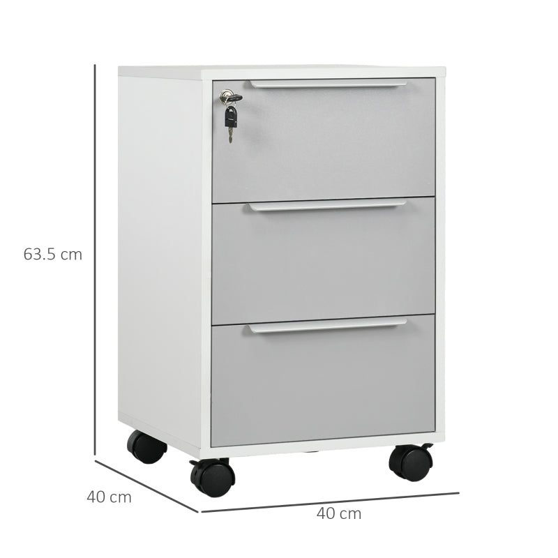 Three-Drawer Locking Filing Cabinet - Grey/White