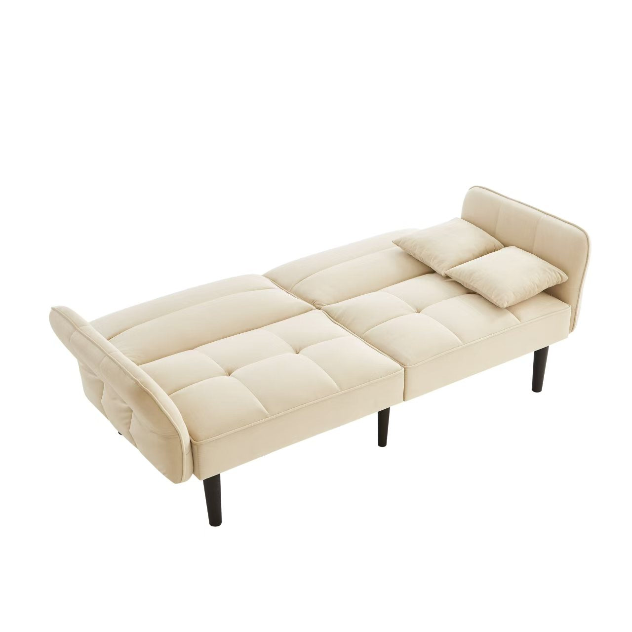 2-in-1 Adjustable Sofa Bed, Two-seater with Folding Armrests and Sleeping Function, Velvet