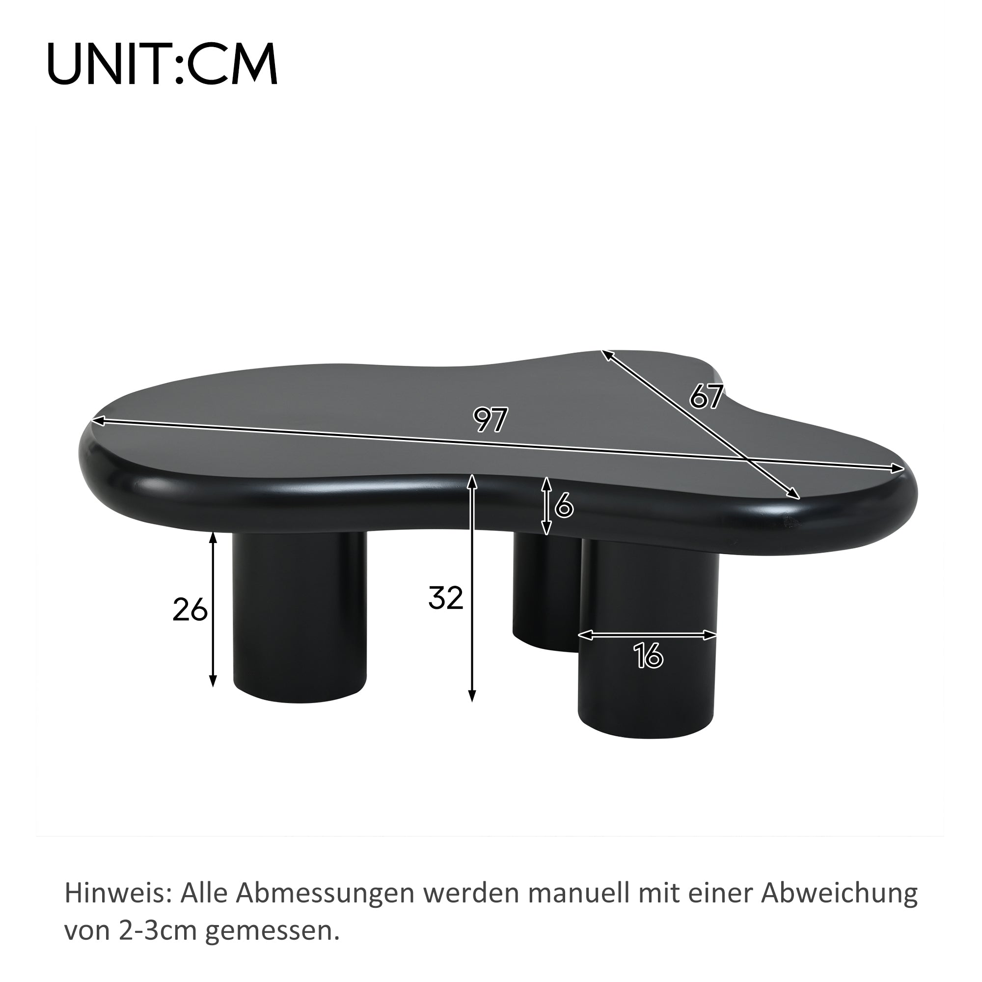 Coffee Table Irregular Cloud-Shaped 97x67x32cm - Lacquered MDF