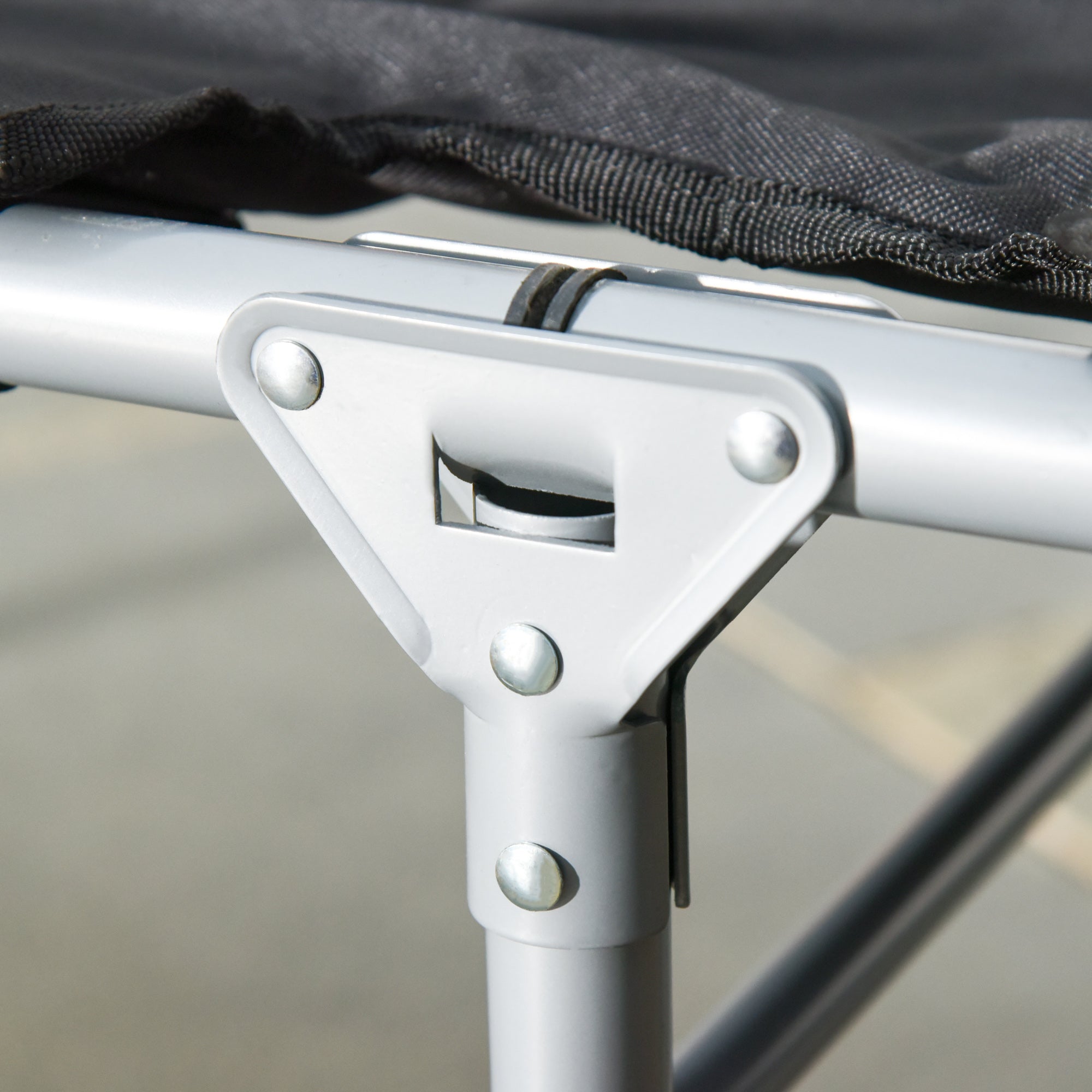 Folding Camping Bed Lightweight Portable with Pillow, Black Silver