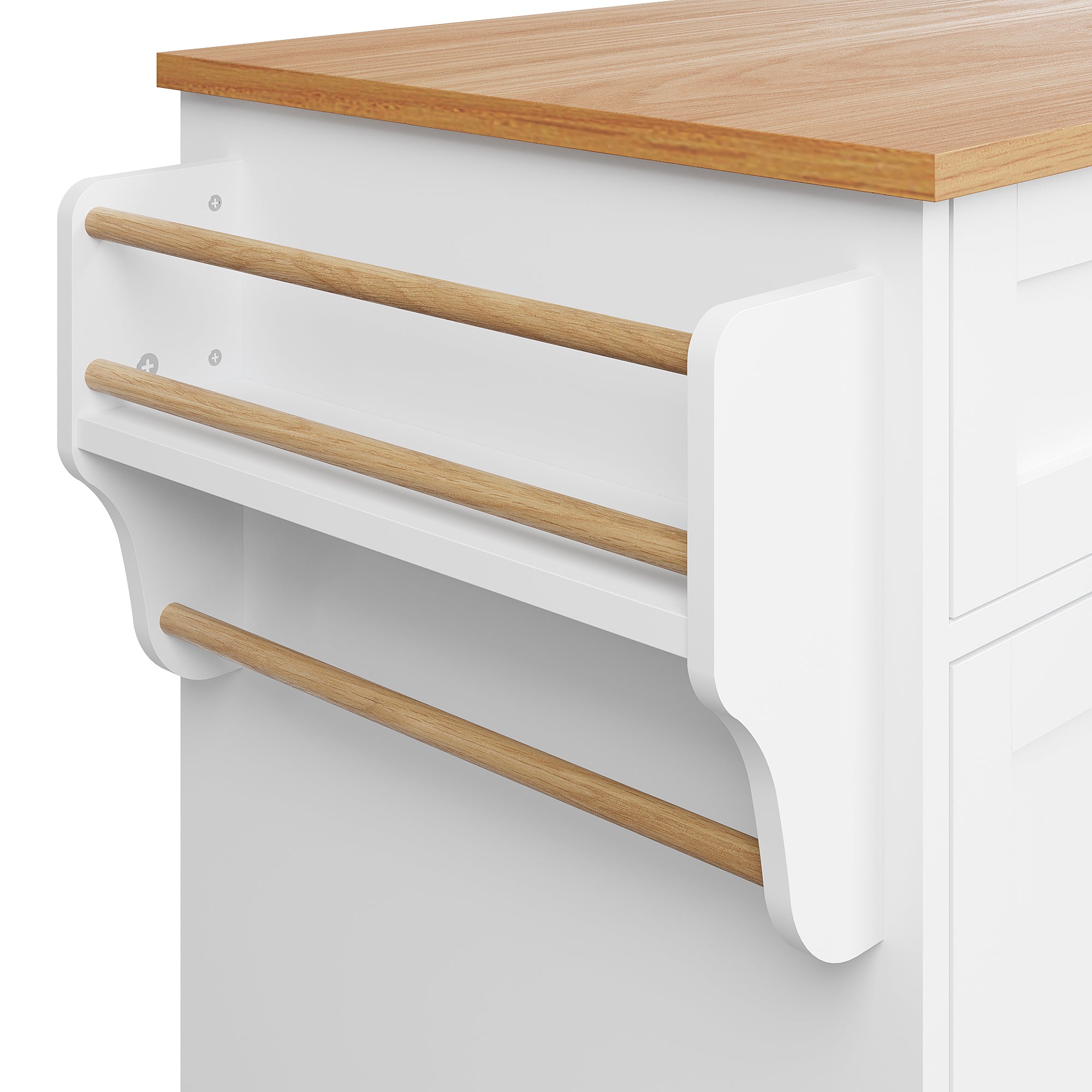 Dining Trolley, 134x46x92cm Drawer & Cabinet Storage, Mobile/Stationary Dual-Use, White