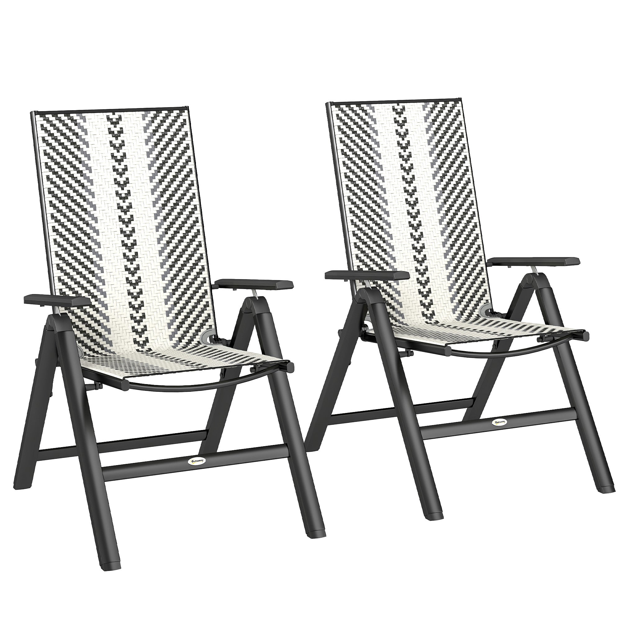 Set of Two Reclining Garden Chairs Rattan - Grey