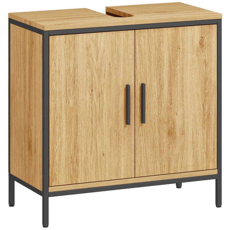 Bathroom Vanity Unit with 2 Doors and Adjustable Shelf, Oak