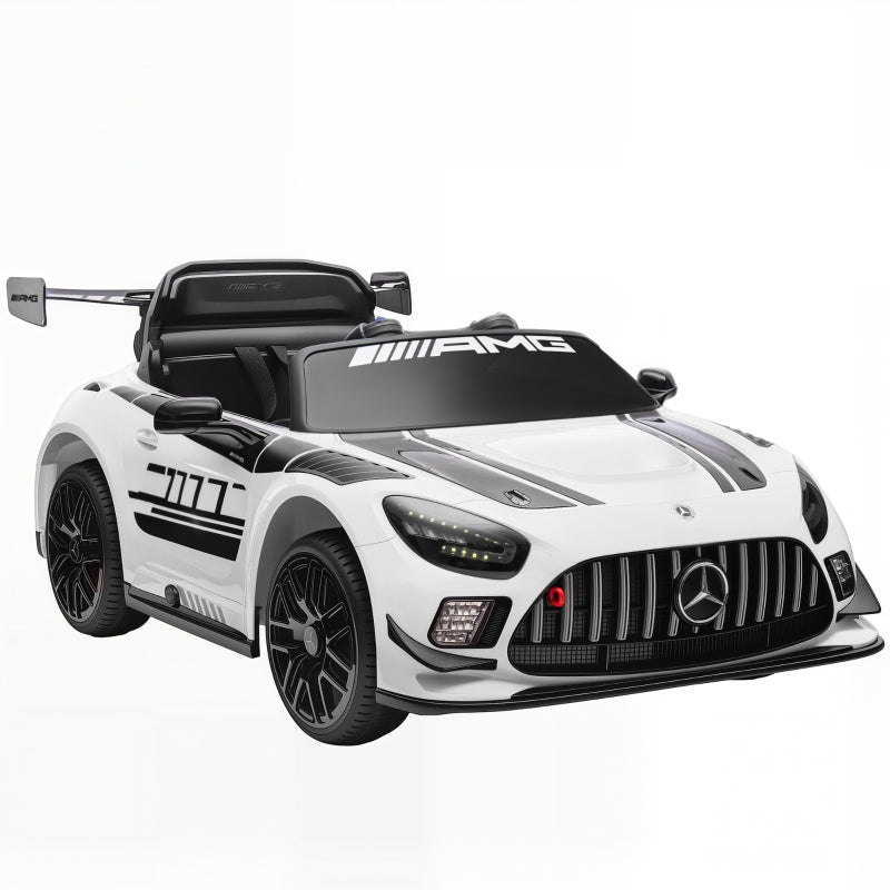 Mercedes Electric Ride-On Car for Children with 12V Battery and LED Lights, White