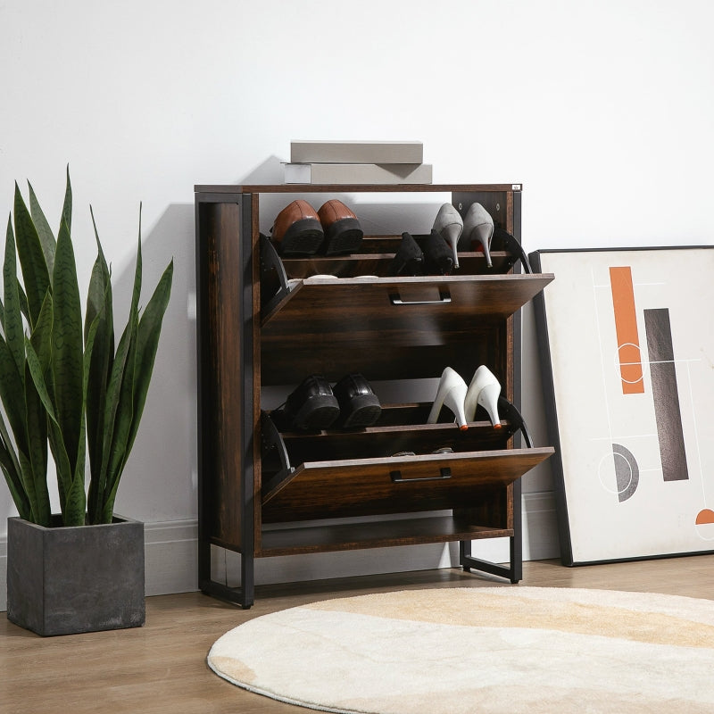 12-Shoe Two-Door Storage Cabinet Wood-Effect