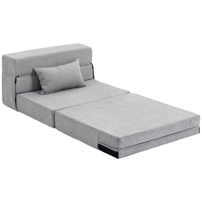 Floor Sofa Upholstered Couch Convertible Mattress Foam Light Grey