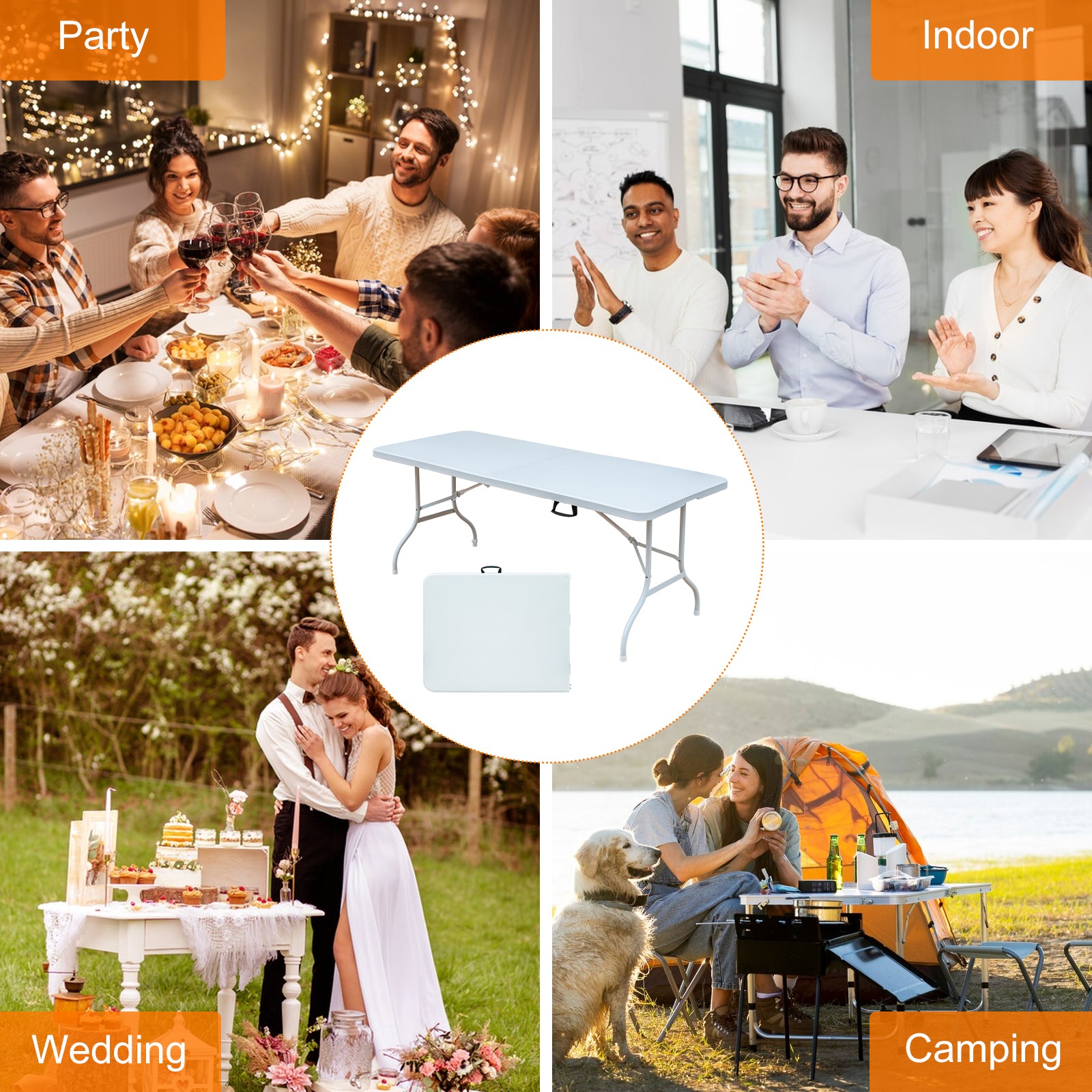 Portable Folding Table 180cm Heavy Duty (White)