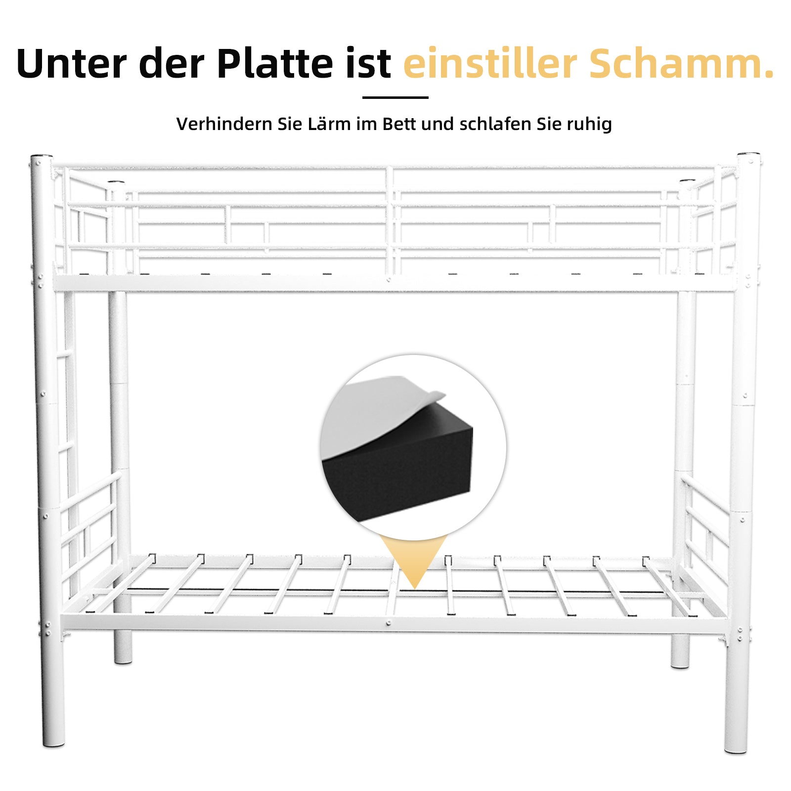 Twin over Twin Bunk Bed Convertible 2 Beds with Ladders & Railings, Metal